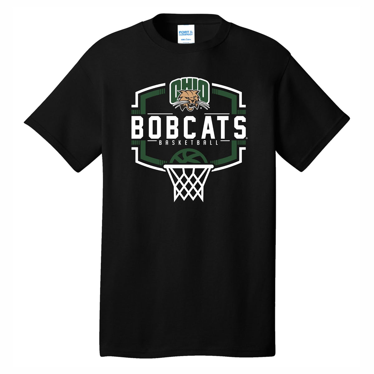 Ohio Bobcats Basketball Hoop Attack Cat T-Shirt - Main Image