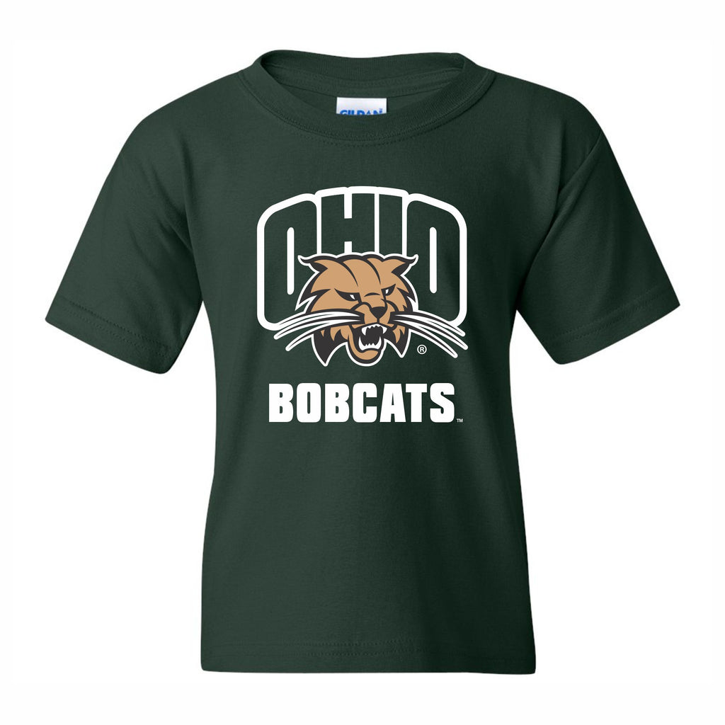 Ohio Bobcats Youth Attack Cat Forest Green T-Shirt
