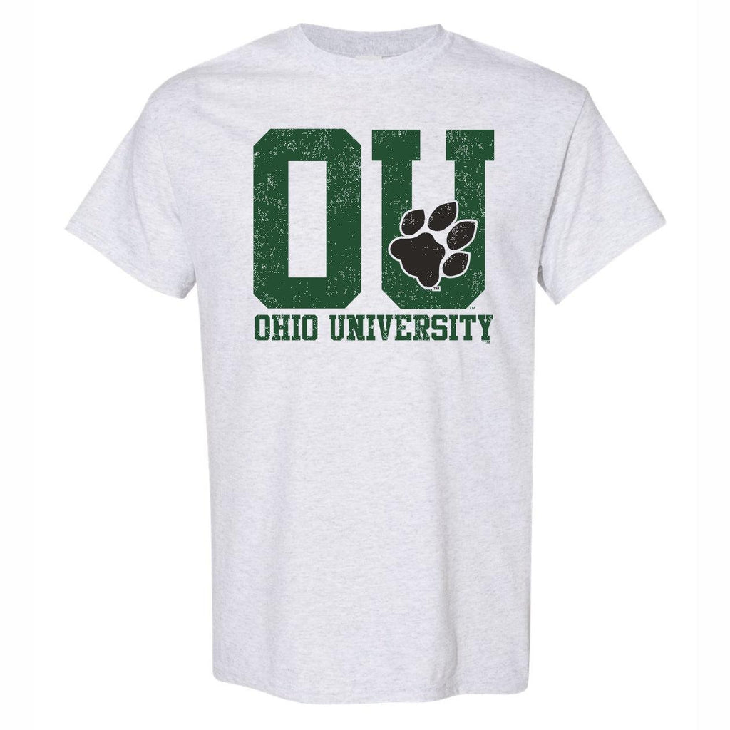 Ohio Bobcats Inset Paw Ash Short Sleeve T-Shirt