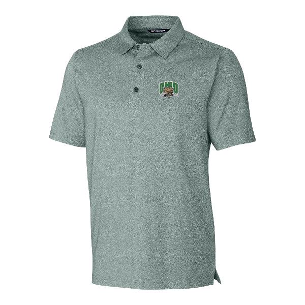Ohio Bobcats Men's Cutter & Buck Forge Heathered Green Stretch Polo