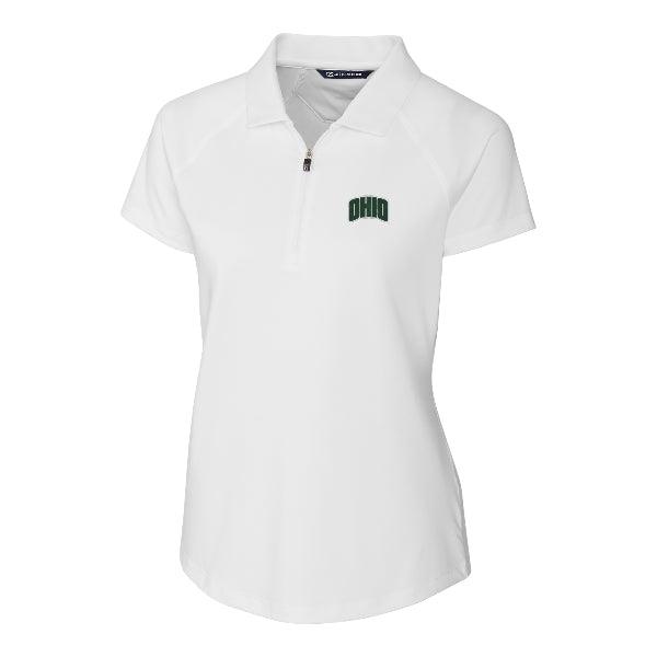Ohio Bobcats Women's Cutter & Buck Forge Stretch Sleeve White Polo